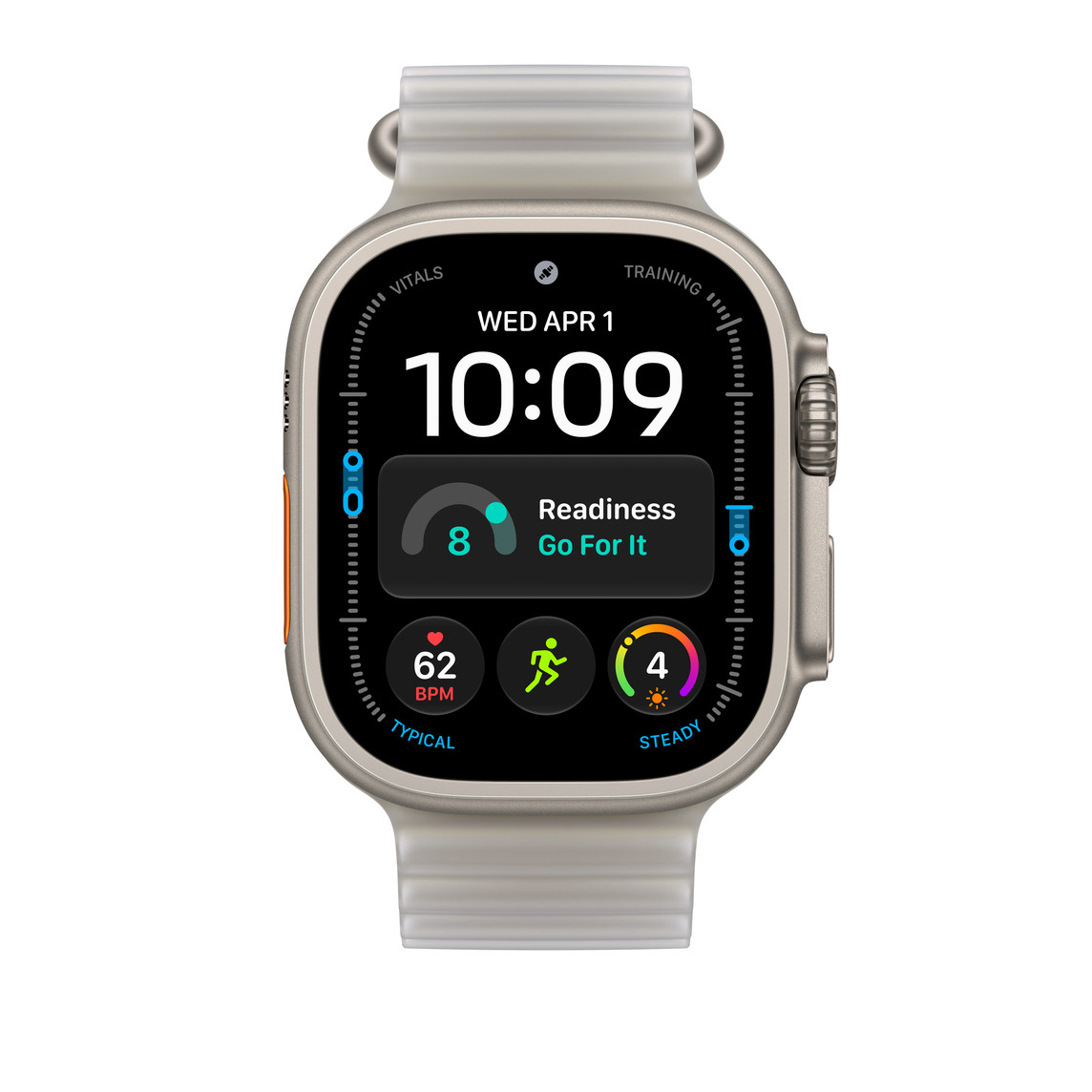 Apple Watch 49mm Translucent Grey Ocean Band, Natural Titanium Finish