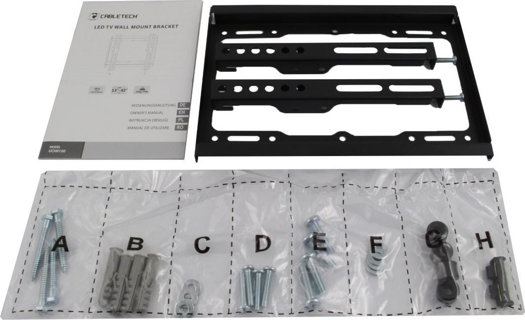 Mbajtëse muri për TV CABLETECH UCH0150, 13"-42", fikse slim, e zezë