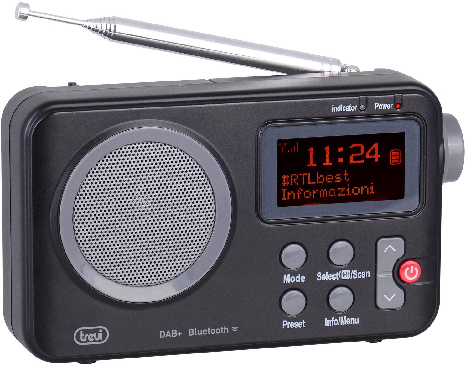Radio portative Trevi Dab 7F80 R, me valë DAB, kompakte, e zezë gri