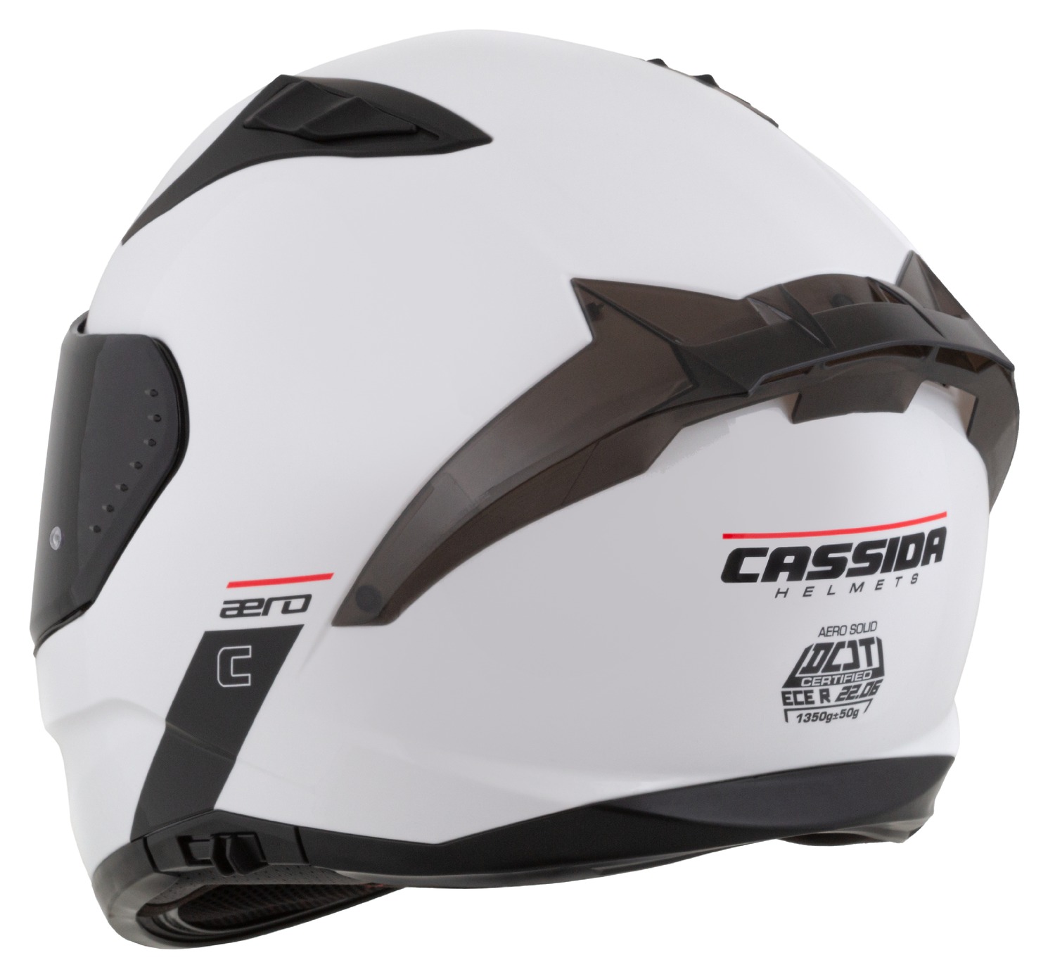 Kaskë moto Cassida Aero Solid 2026, integrale, e bardhë e zezë