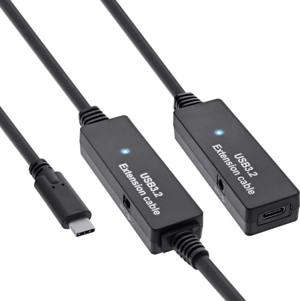 Kabllo zgjatuese InLine USB 3.2 Gen 1, aktive, USB C në USB C, 5 Gb/s, e zezë