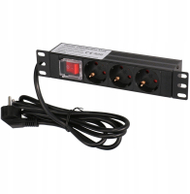 PDU за шкаф Extralink 10" 1U PDU 3 ЕУ, со клуч, црна