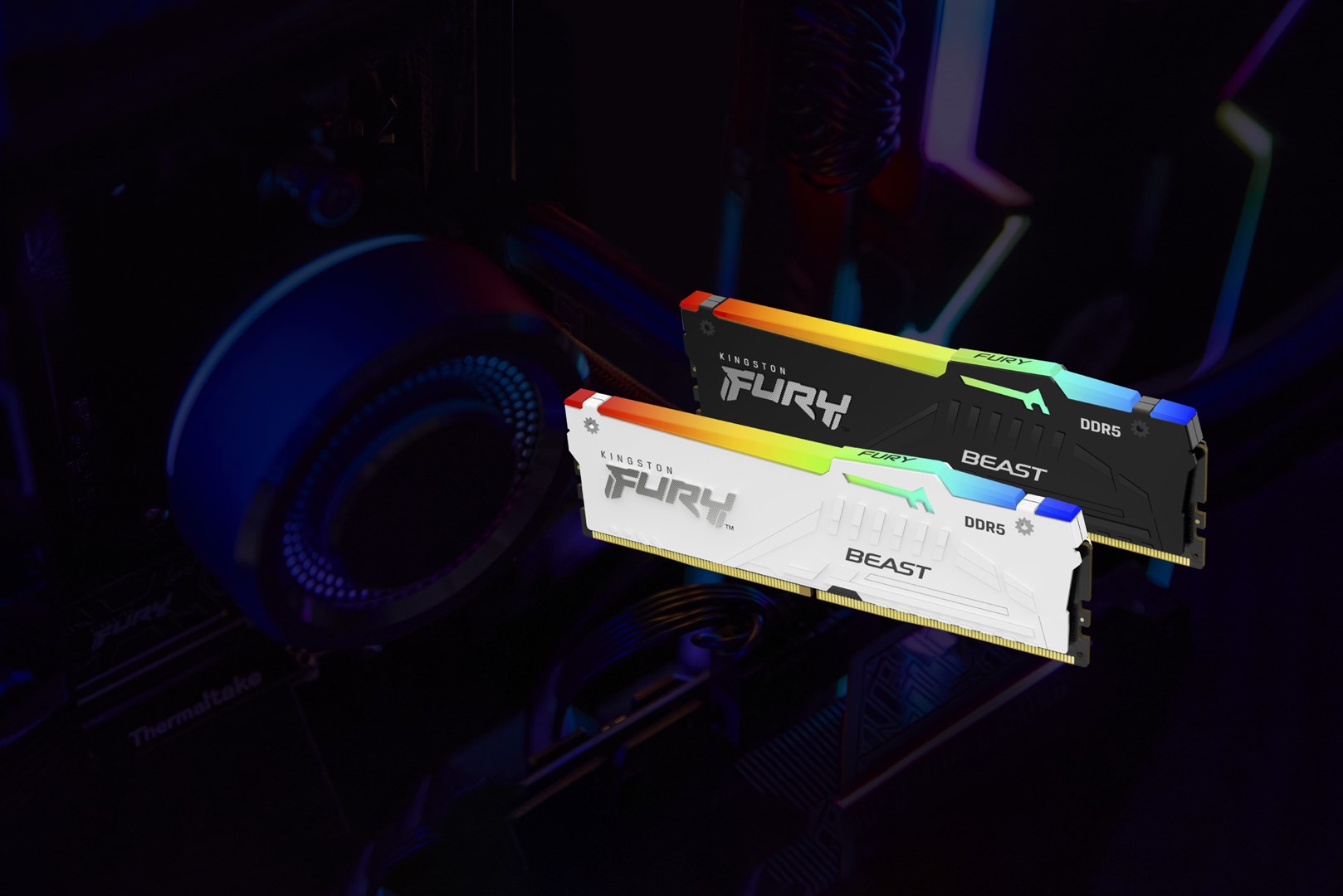 Memorie Kingston Technology FURY Beast, 16 GB, 6800 MT/s, DDR5, CL34, RGB, e bardhë