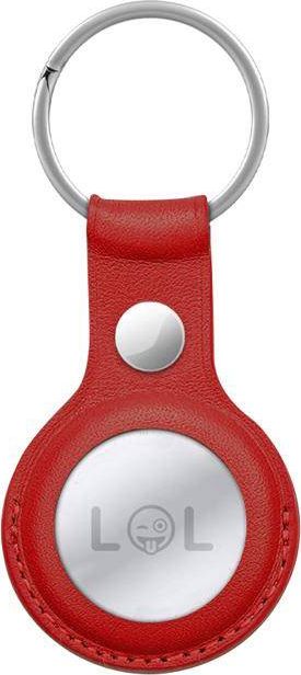 Mbajtëse lëkure për AirTag Crong Leather Case, me unazë çelësash, e kuqe