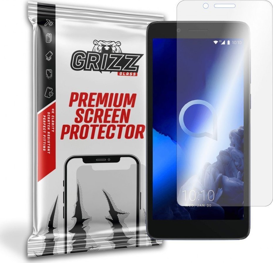 Xham mbrojtës hibrid GrizzGlass për Alcatel 1C 2019, fleksibël, transparents