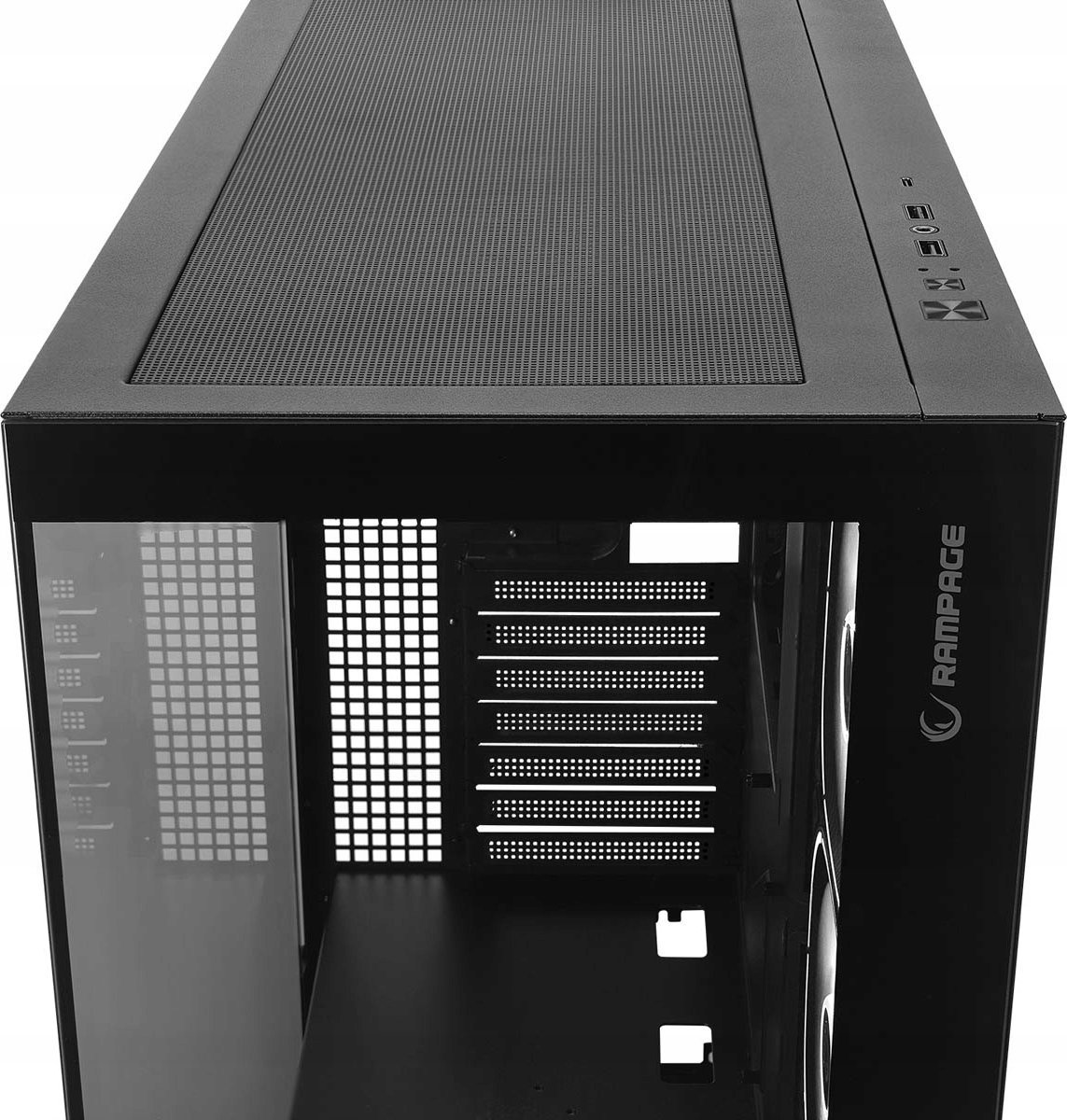 Куќиште за компјутер Rampage Hydra V1, ARGB центар за вентилатори, 4x USB C USB A, црно