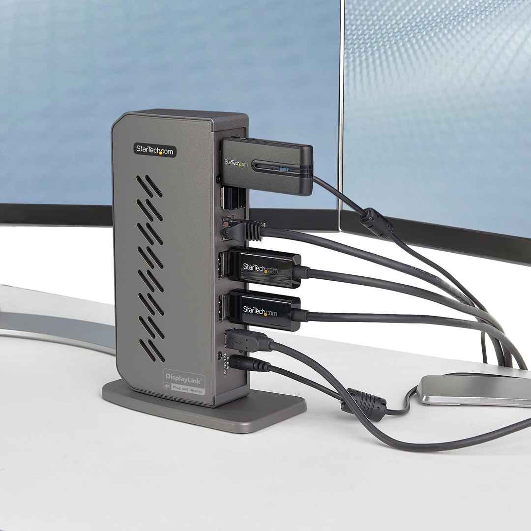 Stacion docking Startech USB-C/USB-A, Dual 4K 60Hz, HDMI/DP, i hirtë