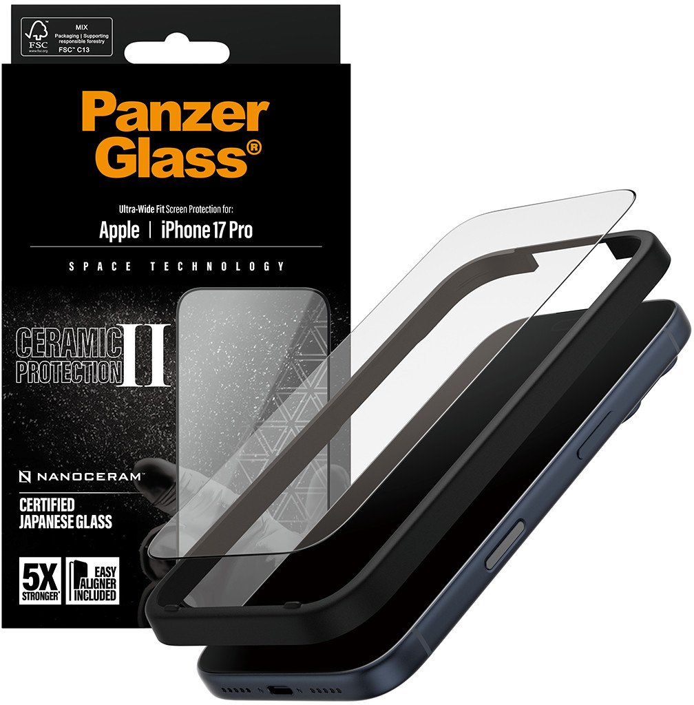 Mbrojtës ekrani PanzerGlass për iPhone 17 Pro, qeramik, transparencë e lartë, i tejdukshëm