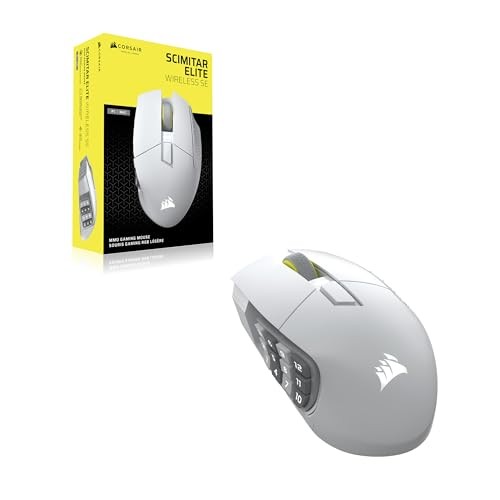 Maus gaming CORSAIR Scimitar Elite Wireless SE, 16 butona programues, pa tela, i bardhë