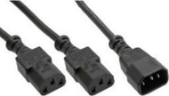 Kabllo rryme InLine Power, 1x IEC C14 në 2x IEC C13, 1m, e zezë