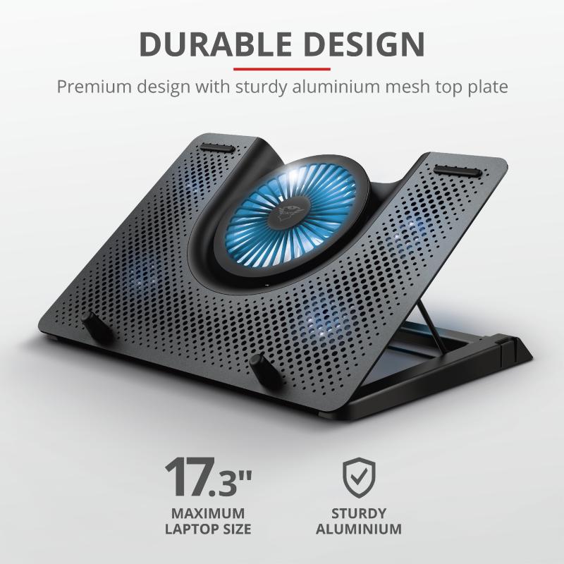 Bazë ftohëse për laptop Trust GXT 1125 Quono, 17.3", 5 ventilatorë, ndriçim blu