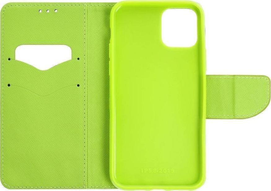 Këllëf portofol Kabury Fancy Book Case Samsung Galaxy S22 Plus, lëkurë eco, mbyllje magnetike, blu navy me lime