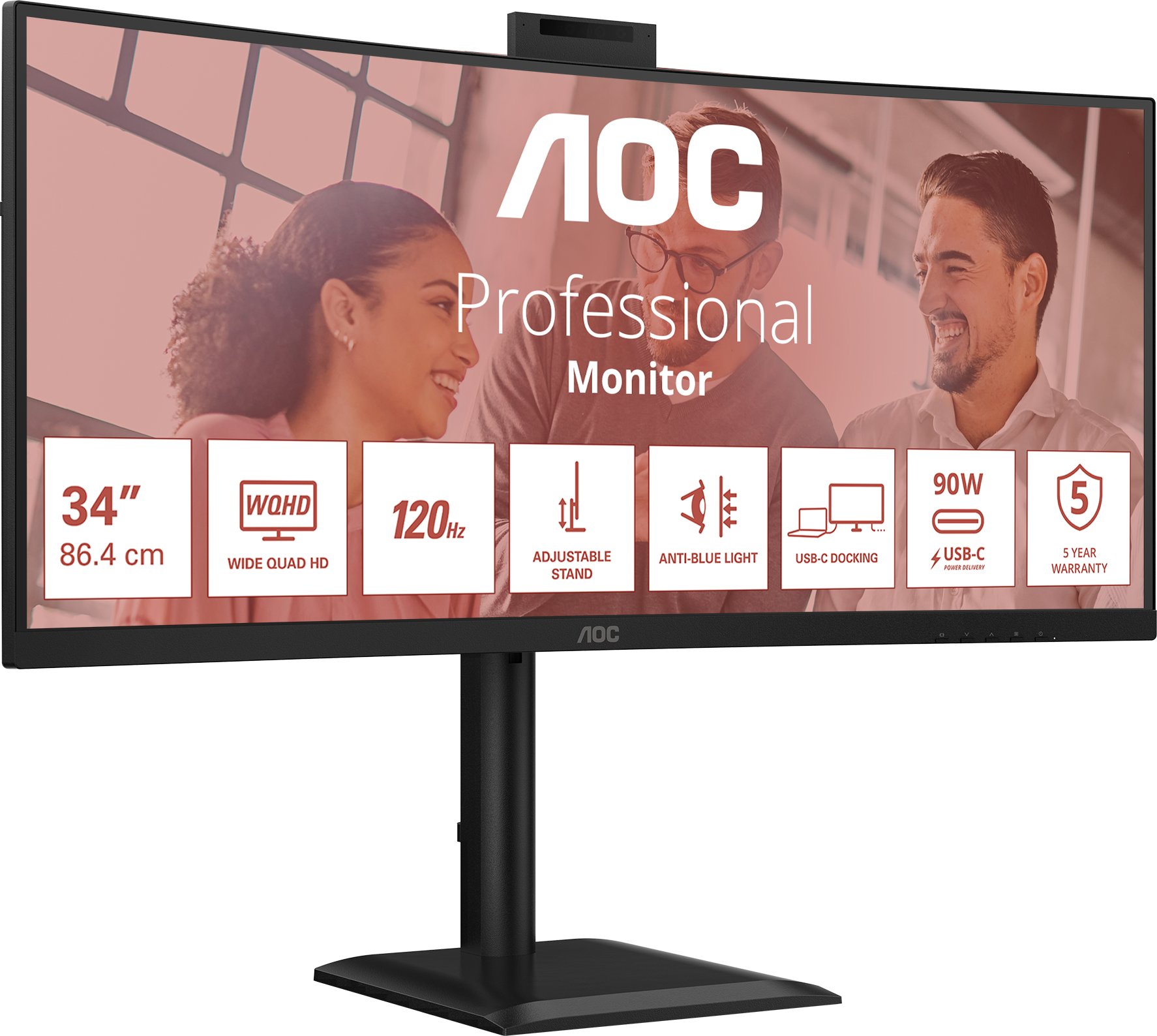Monitor AOC E4 CU34E4CW, 34" UWQHD, 120Hz, i zi