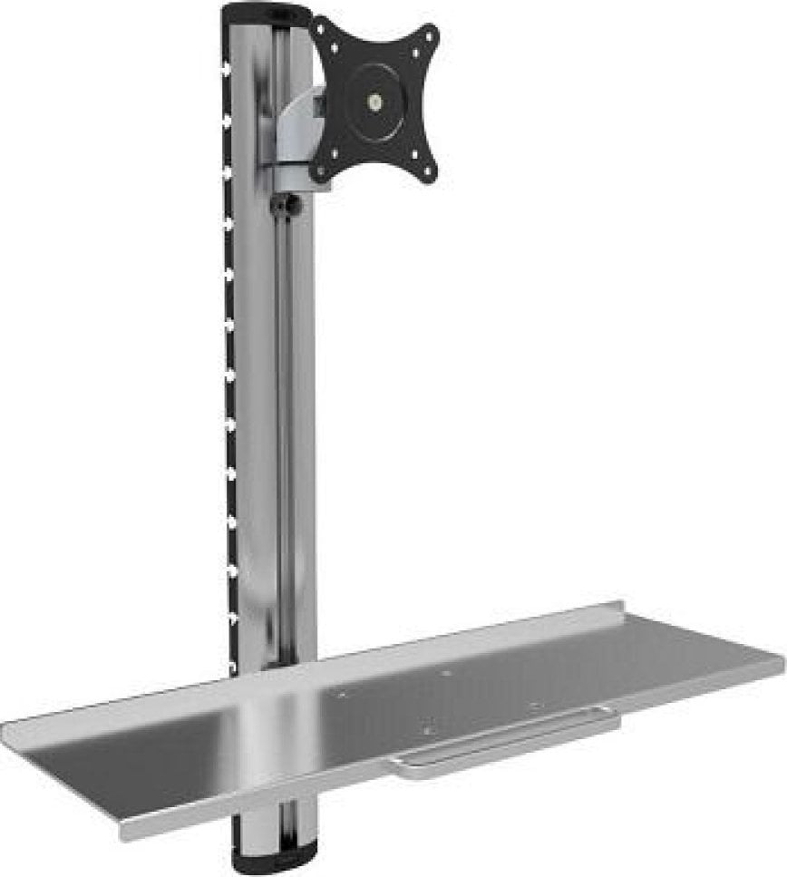 Mbajtëse murale për monitor Techly ICA PLW 01, 15" 27", me tabaka tastiere, argjendi