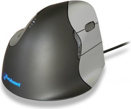 Maus BakkerElkhuizen Evoluent, me kabllo, USB, i zi dhe i argjendtë