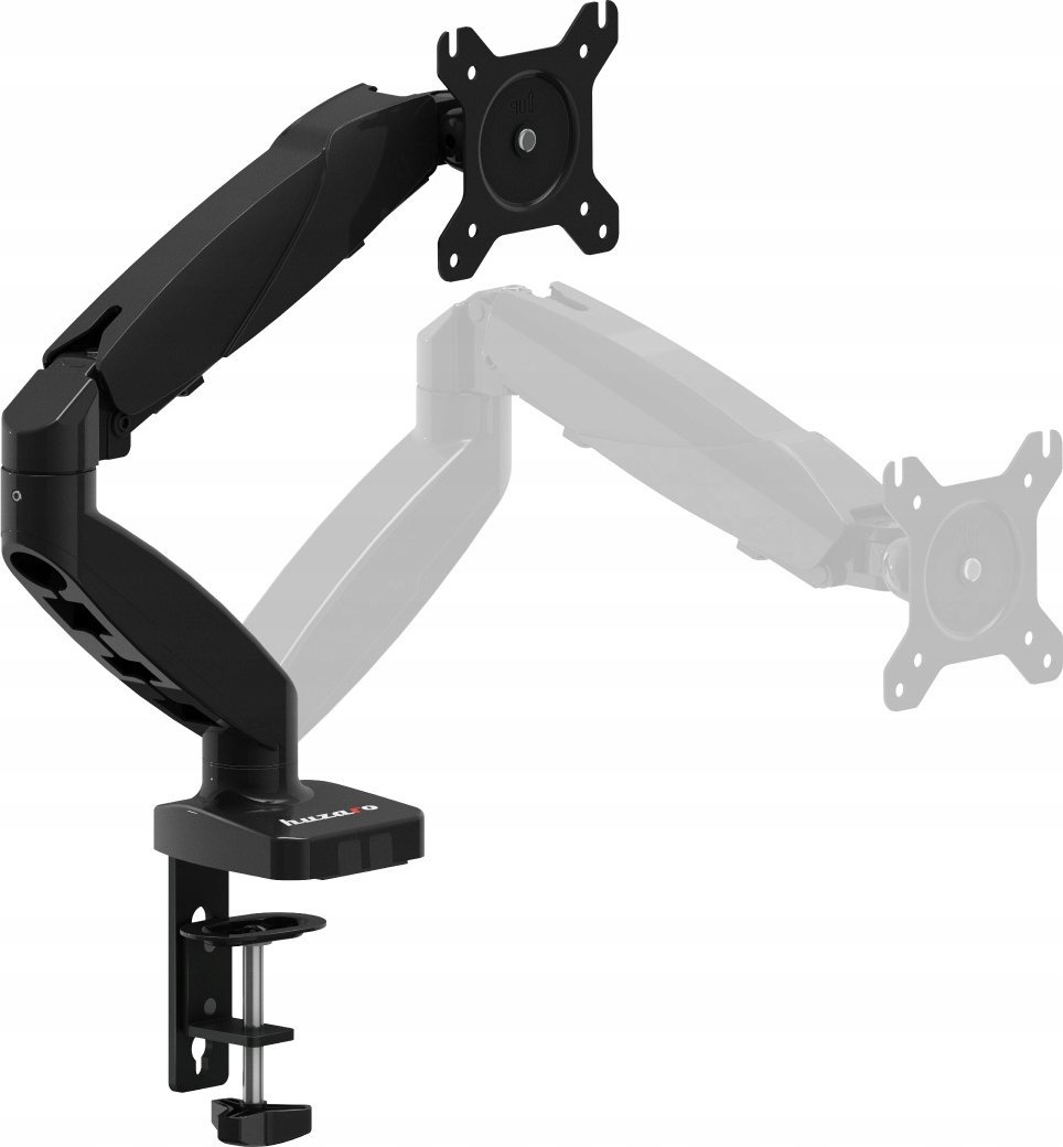 Mbajtëse tavoline për monitor Huzaro Motion 1.2, 15" 27", e rregullueshme, alumini, e zezë