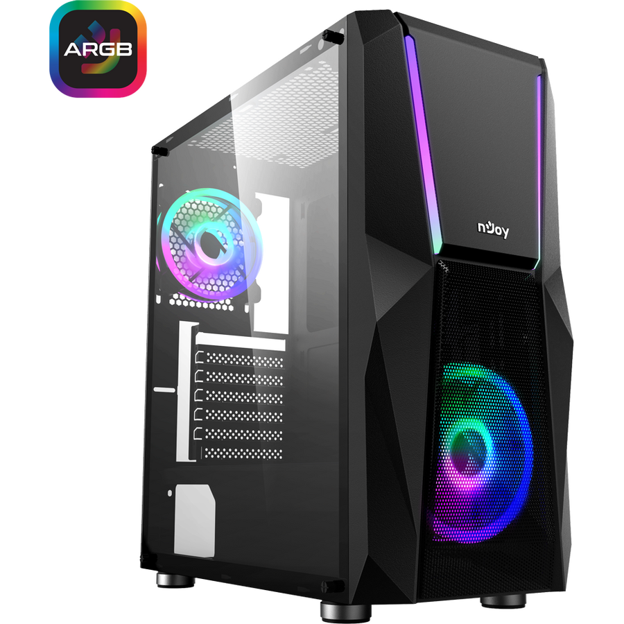 Kutia PC NJoy Fort, Middle Tower ATX, pa furnizim, e zezë