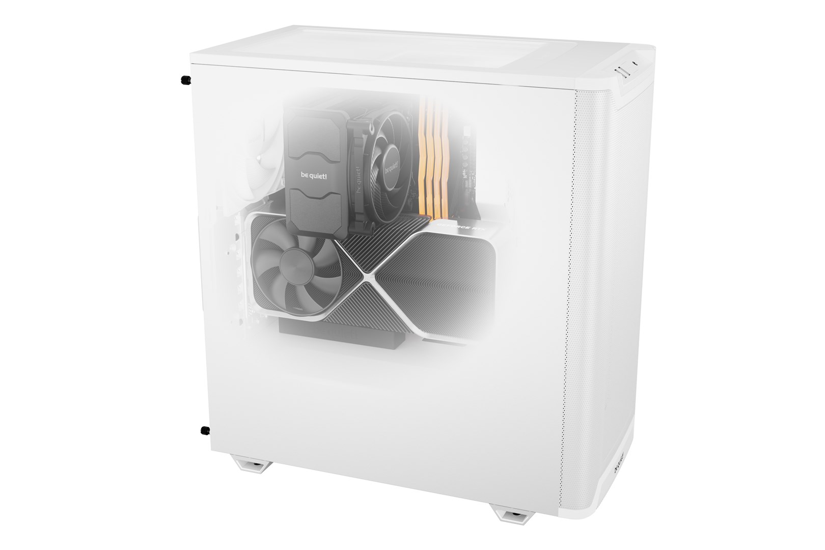 Kornizë gaming Be quiet Pure Base 501 Airflow, mid tower, xham i temperuar, e bardhë