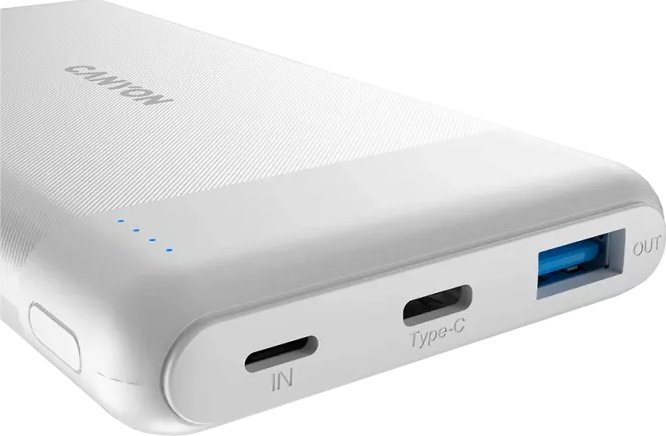 Powerbank Canyon PB-109, 10000mAh, 20W PD QC 3.0, i bardhë