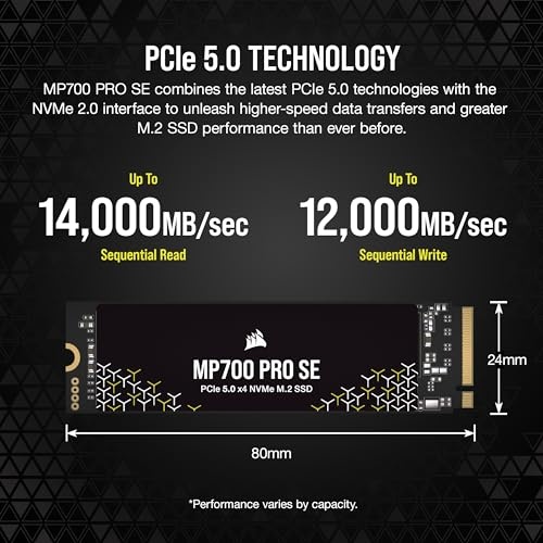 SSD Corsair MP700 PRO SE, 4TB, M.2 PCIe 5.0 NVMe