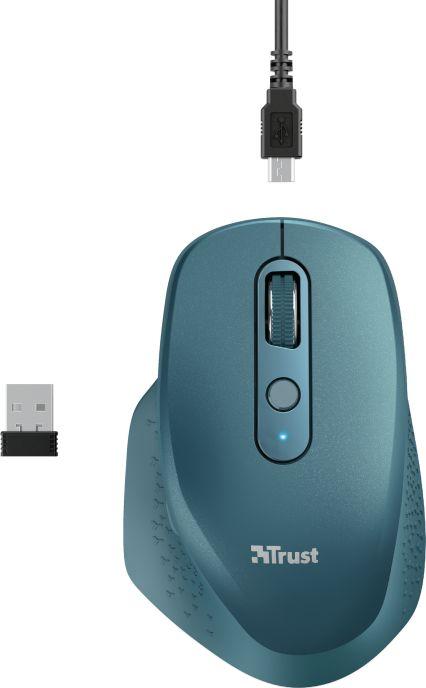 Maus Trust Ozaa, wireless, USB, i kaltërt