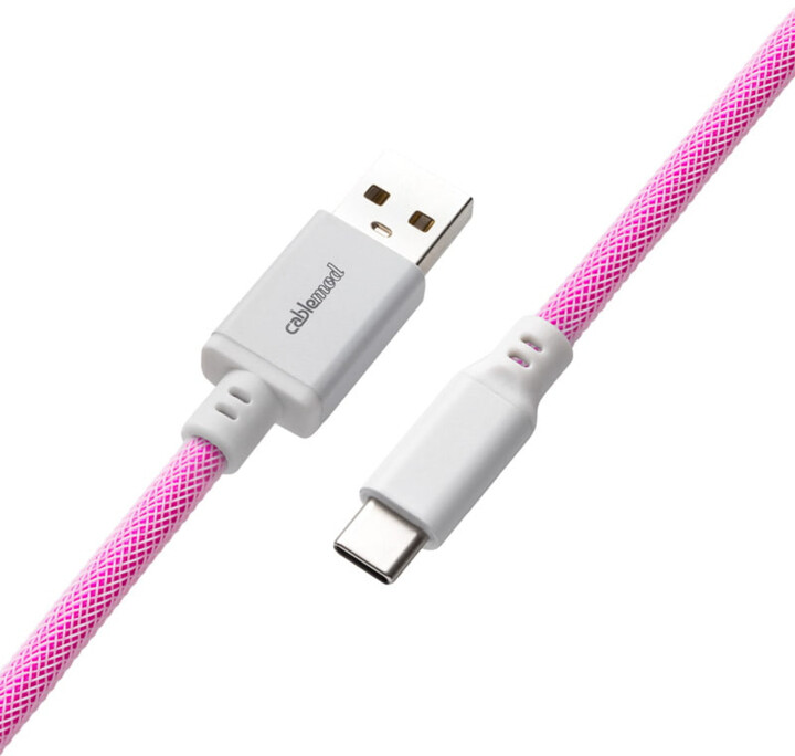 Kabllo spirale CableMod Pro, USB-C/USB-A, 1.5m, rozë