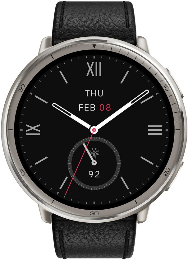 Ora inteligjente Amazfit Active 2 NFC, AMOLED 1.32", rrip lëkure, e zezë