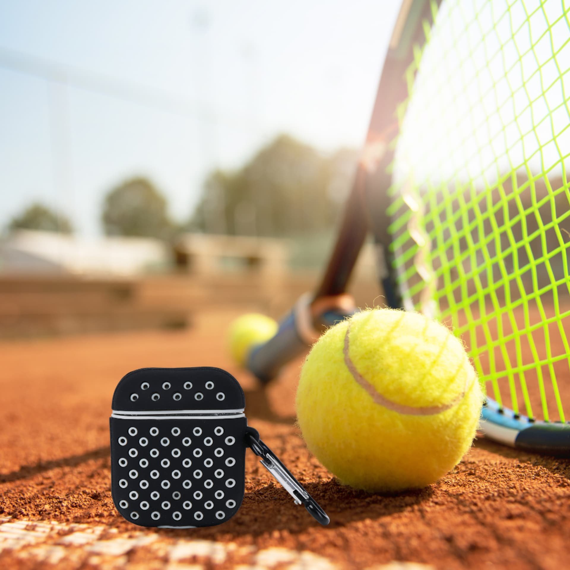 Mbulesë Beline AirPods Sport për AirPods 3, TPU, me karabiner, bardh e zi