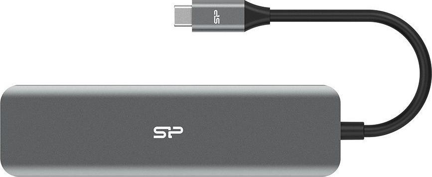Stacion lidhës/Replikator USB-C Silicon Power SU20 (SPU3C07DOCSU200G), i hirtë