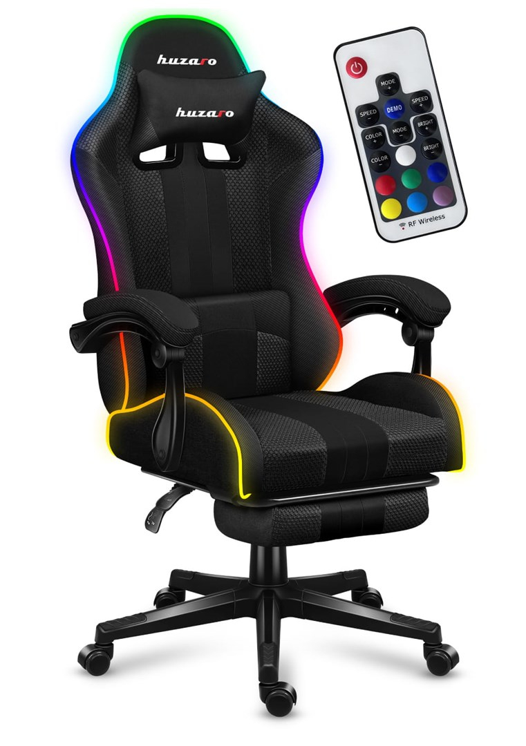 Karrige lojërash HUZARO Force 4.7, RGB Mesh, e zezë