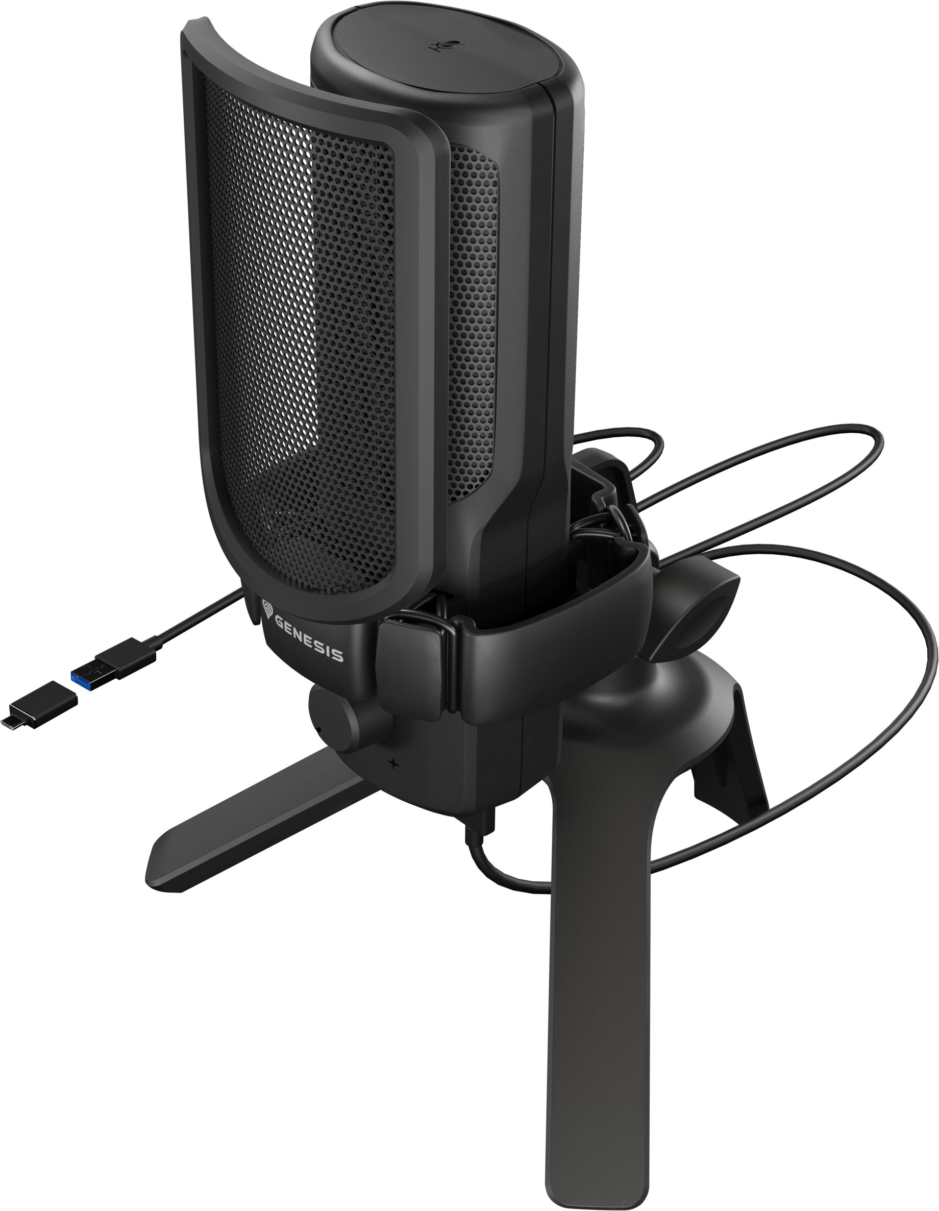 Mikrofon Genesis Radium 250, USB Type C, për PC, i zi