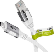 Мрежен кабел Гообеј USB C 3.1 во RJ45, 7.5m, CAT6, бел