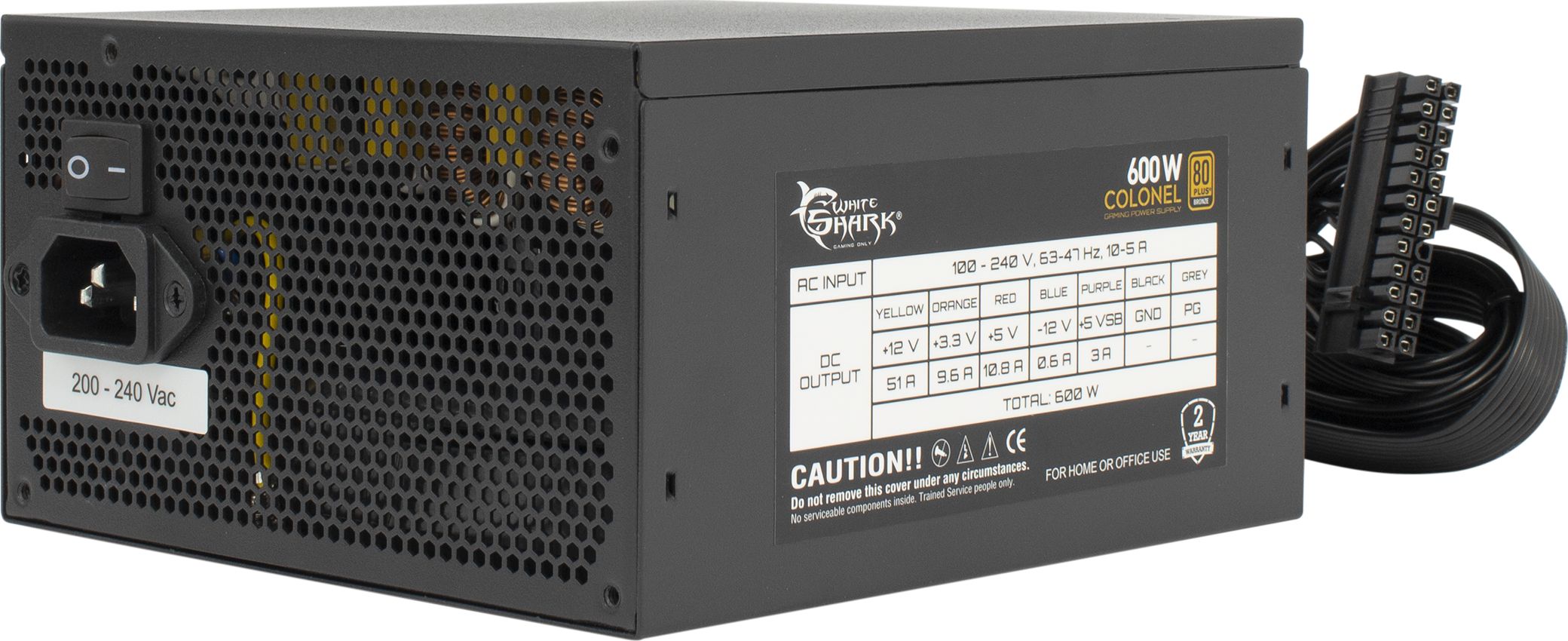 Furnizues me energji për kompjuter WhiteShark Colonel, 600 W