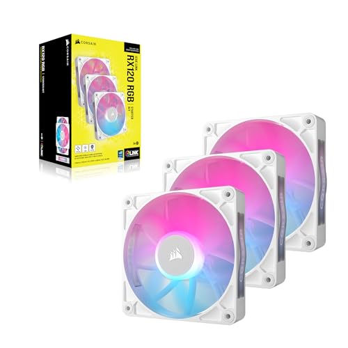 Ventilatorë kasë CORSAIR ICUE LINK RX120 RGB, set 3x120mm PWM, me hub, të bardhë