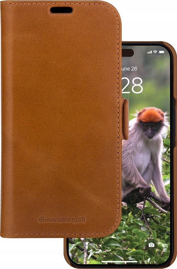 Kopertinë dbramante1928 Lynge për iPhone 15 Pro, lëkurë natyrale, portofol, ngjyrë tan