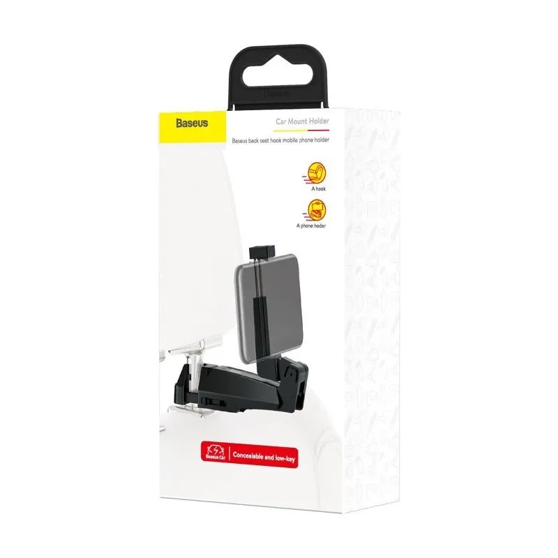 Mbajtës telefoni Baseus Back Seat Headrest, për sedilje të pasme, për telefona 64–90 mm, i zi