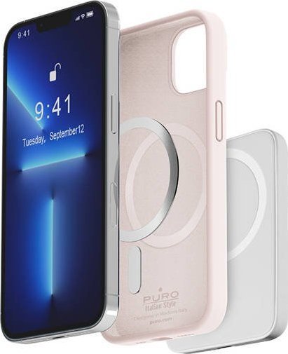 Mbështjellëse telefoni Puro ICON MAG për Apple iPhone 14 Plus, MagSafe, silikoni, rozë Dusty