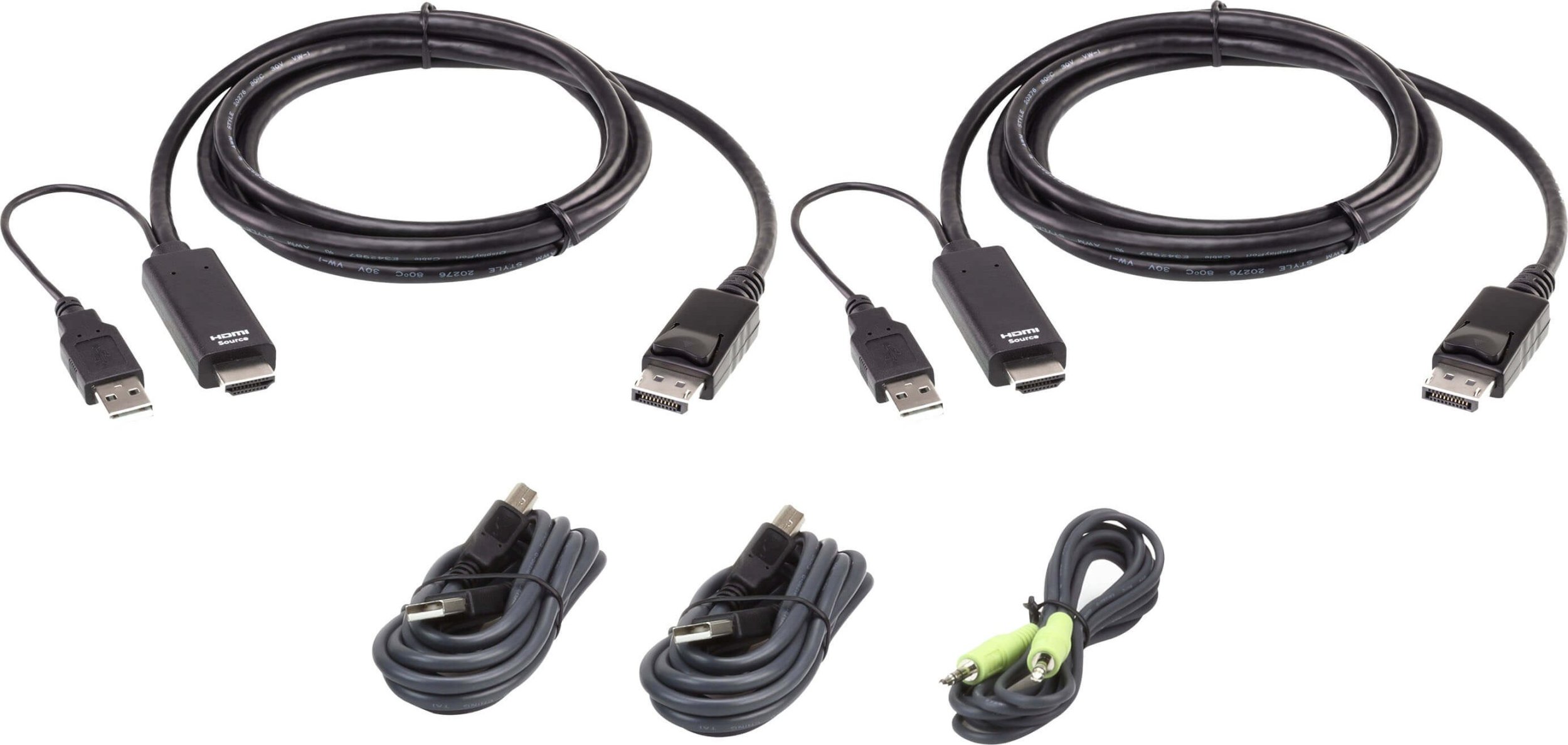 Set kabllosh ATEN 2L-7D02UHDPX5, video audio dhe të dhëna, për ATEN CS1148DP4C, i zi