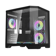 Kuti kompjuterike DarkFlash FT350 Mini Tower, M ATX ITX, 5 ventilatorë ARGB, e zezë