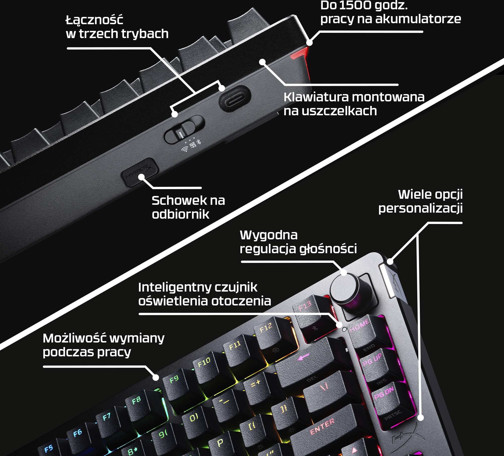 Tastierë gaming HyperX Alloy Rise 75 Wireless, 75%, RGB, e zezë