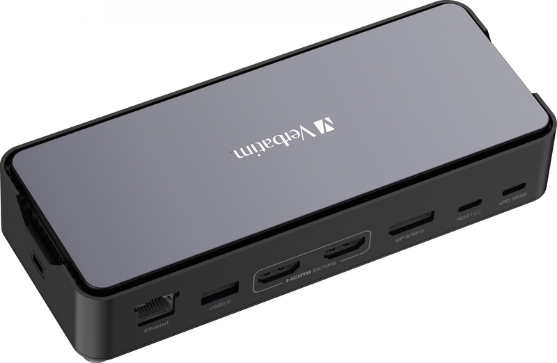 Doking stacion Verbatim CDS-15S, USB 3.2 Type C, 2x HDMI dhe DisplayPort, i zi gri