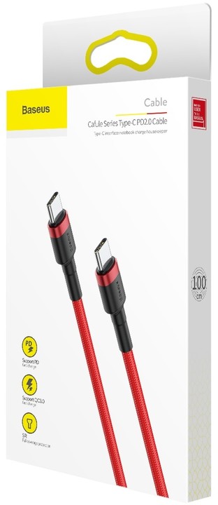 Kabllo Baseus Cafule Series, Type-C PD2.0, 60W, (20V 3A) 1m, e kuqe