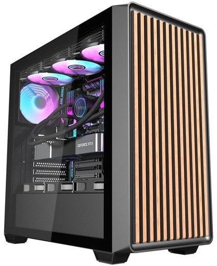 Kutia e kompjuterit Darkflash DS900WD, ATX ITX, me 4 ventilatorë 120mm, e zezë