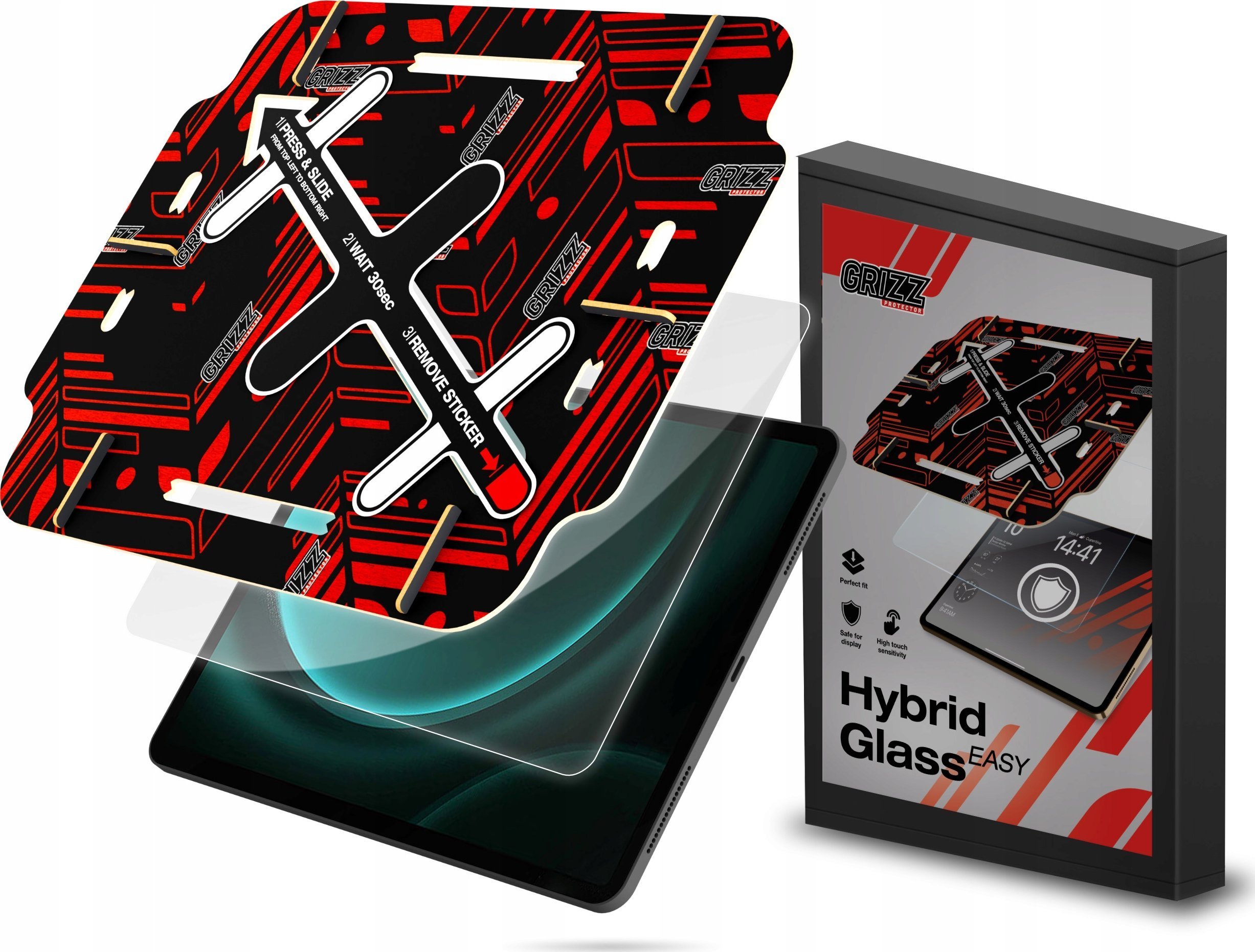 Mbrojtës ekrani GrizzGlass HybridGlass Easy për Samsung Galaxy Tab S9 FE 10.9", hibrid, i tejdukshëm