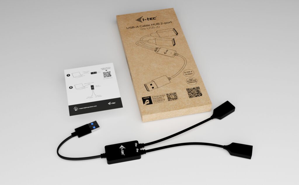 HUB USB I-tec USB-A Cable, 2 porta USB-A