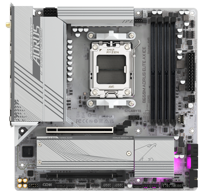 Pllakë amë Gigabyte B650M AORUS ELITE AX ICE, DDR5, WiFi, e bardhë