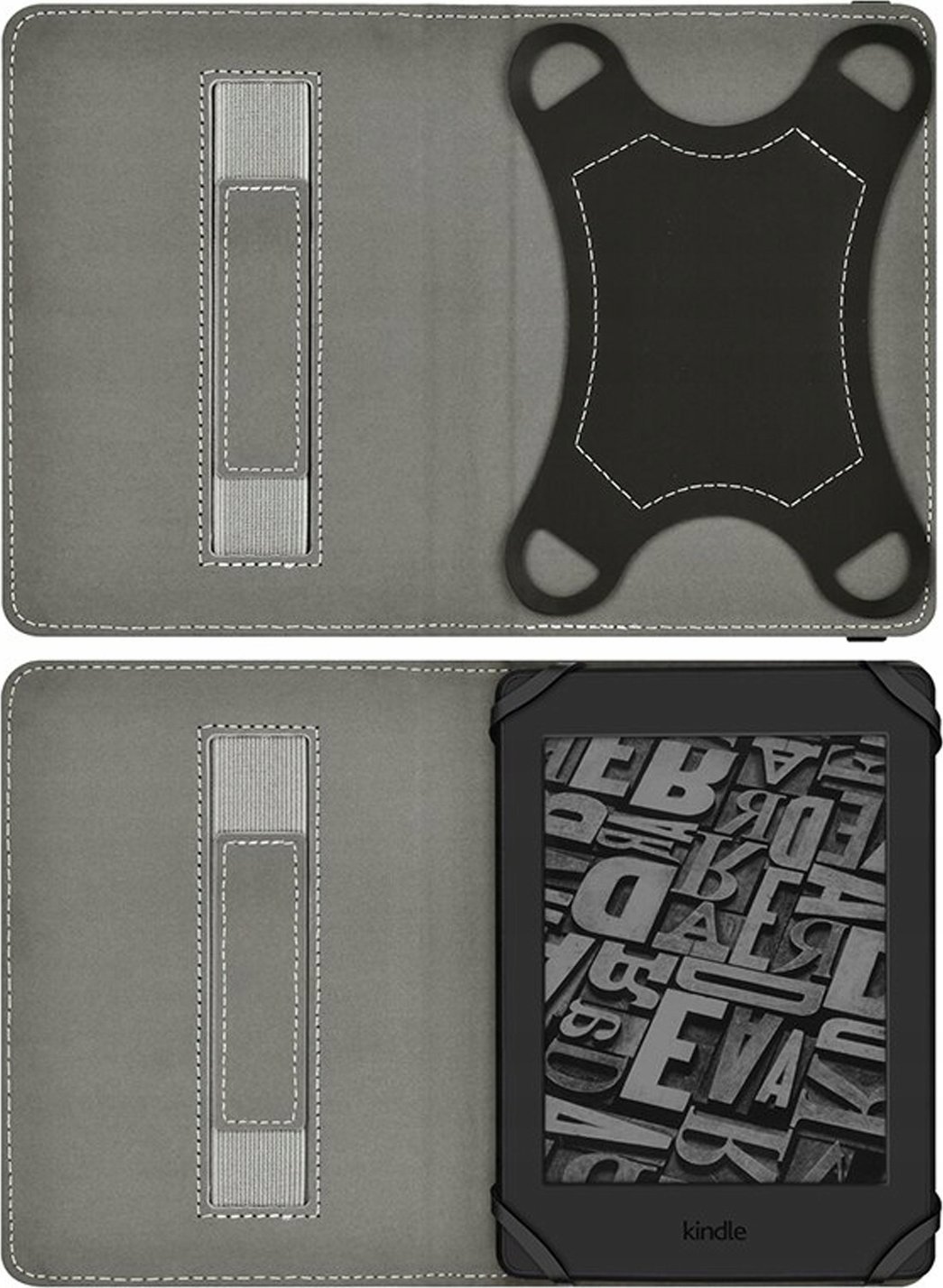 Mbulesë me dorezë për Kindle Paperwhite 6", lëkurë eco, funksion ndezje automatike, e zezë