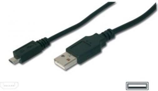 Kabllo Digitus USB-A - microUSB, 3 m, e zezë