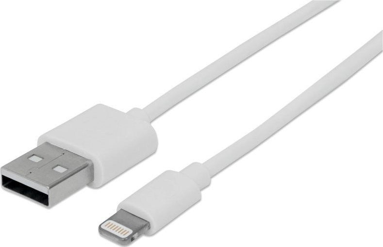 Kabllo USB Techly USB 2.0 në Lightning, 1m, e bardhë