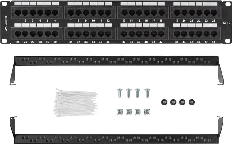 Patch panel мрежа Lanberg PPU6-2048-B, 24 порти, rack 19\", црн